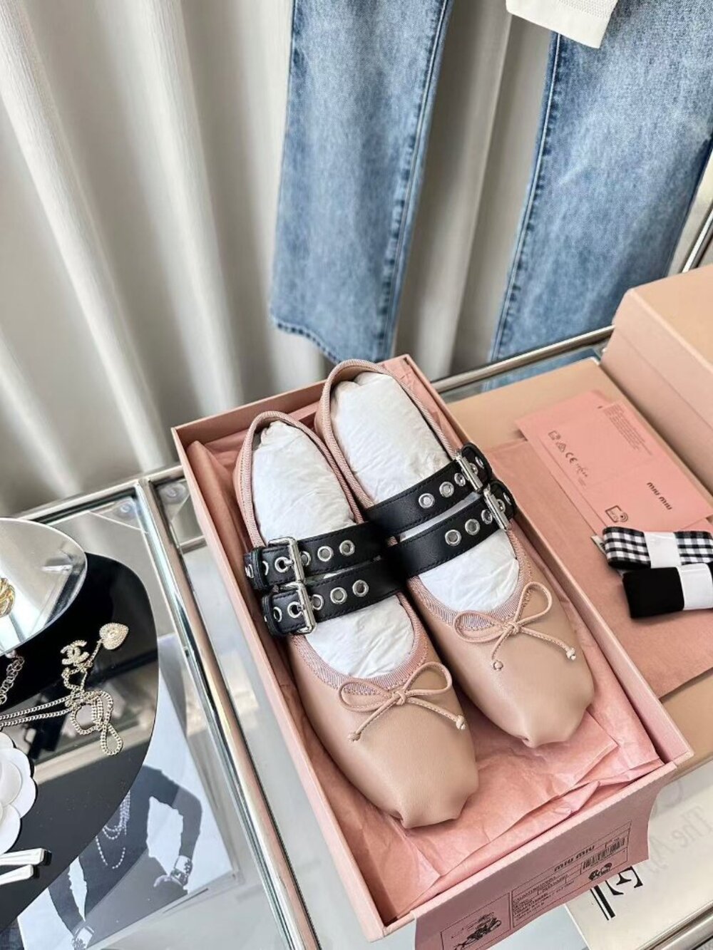Miu Miu nude pink double buckle ballet flats - Picture 7 of 7
